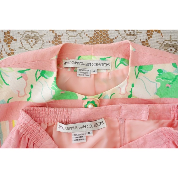 Vintage 80s Light Pink Cotton Skirt Suit fit 10 12 - Picture 6 of 8